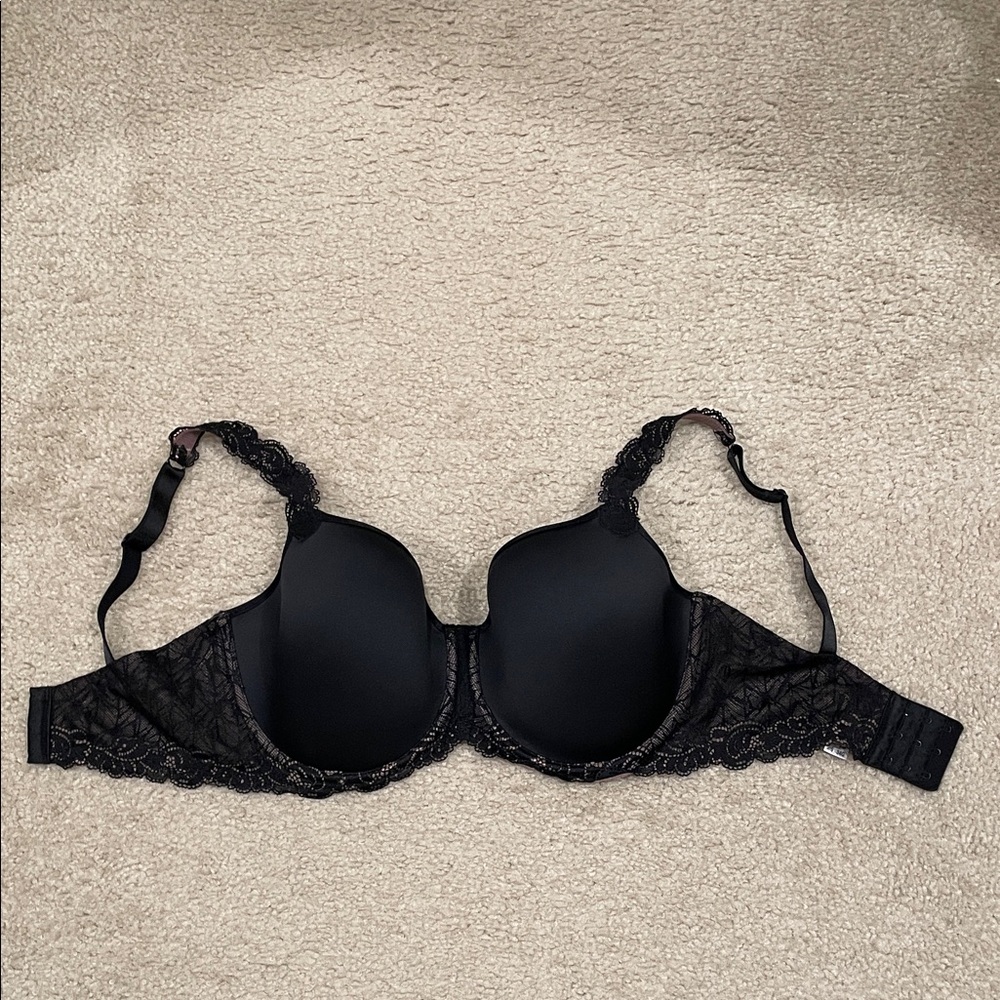Preowned Wacoal Black/brown Lace Underwire Bra 34G
